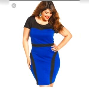 Blue and Black Body Con Dress